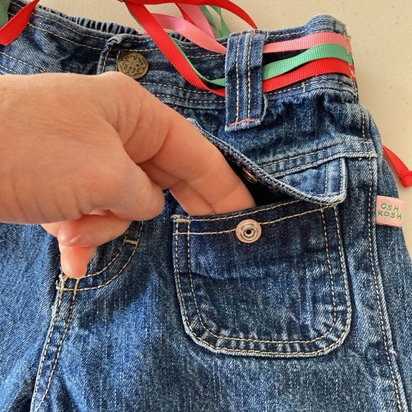 Osh Kosh Girl's Size 5 Embroidered denim jeans with ribbon belt - Picture 8 of 12